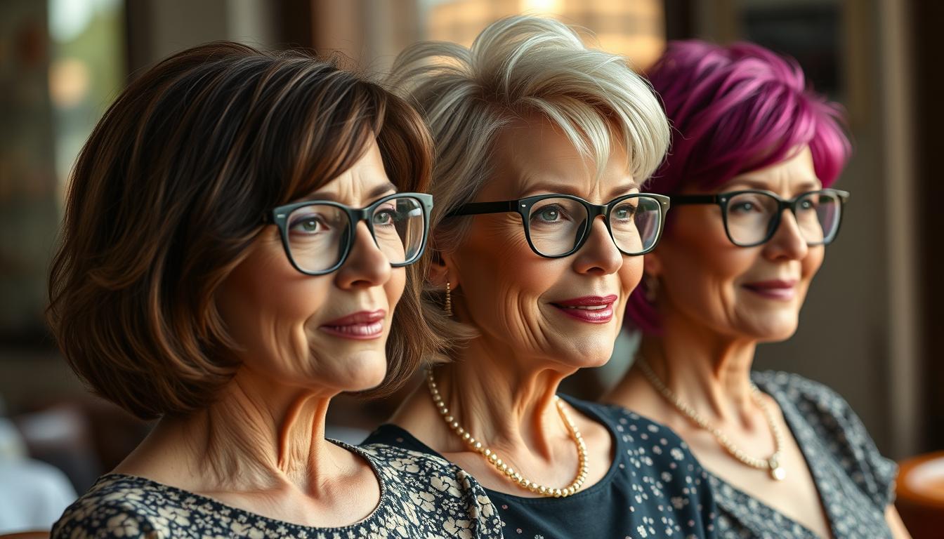 Frisuren für ältere Damen mit Brille