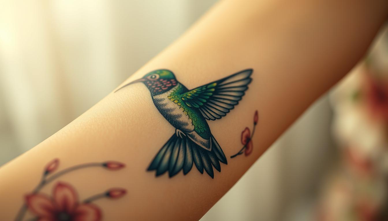 Kolibri Tattoo am Unterarm