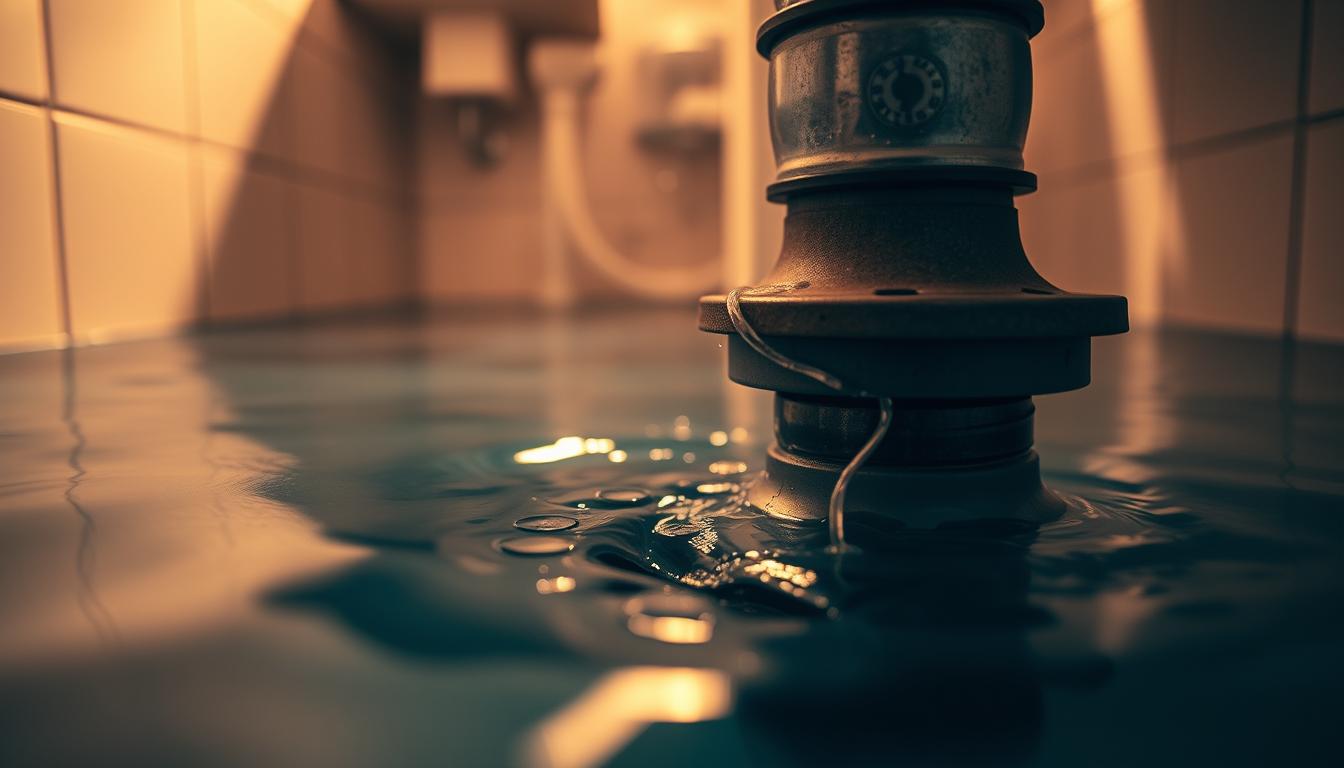 Verstopfter Abfluss mit stehendem Wasser Verstopfter Abfluss mit stehendem Wasser