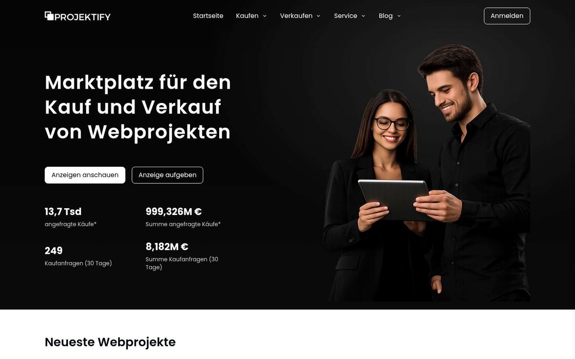 Flippa Alternativen - beste Plattform in Deutschland 7 Screenshot von Projektify.de