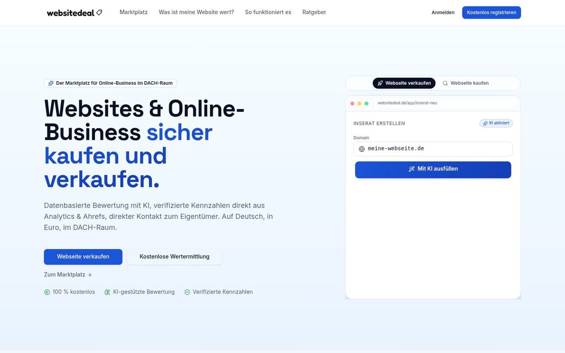 Flippa Alternativen - beste Plattform in Deutschland 2 Screenshot von WebsiteDeal.de