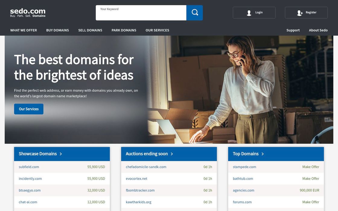 Flippa Alternativen - beste Plattform in Deutschland 4 Screenshot von Sedo.com
