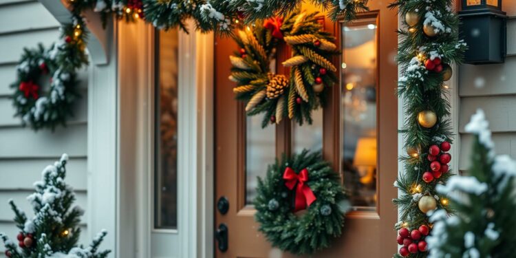 hauseingang weihnachtsdeko für draussen selber machen